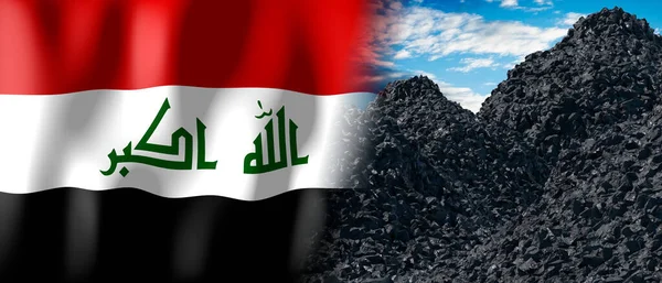 Iraq Country Flag Pile Coal Illustration — Foto Stock