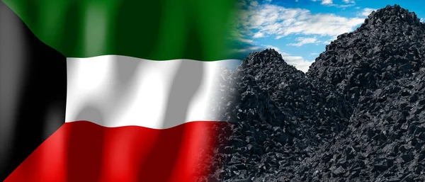 Kuwait Country Flag Pile Coal Illustration — 图库照片
