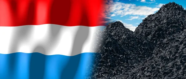 Luxembourg Country Flag Pile Coal Illustration — стоковое фото