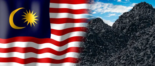Malaysia Country Flag Pile Coal Illustration — Stock Photo, Image