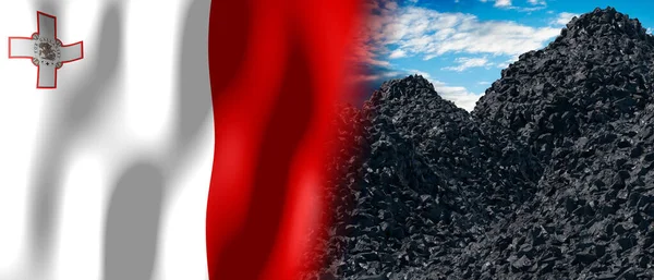 Malta Country Flag Pile Coal Illustration — Fotografia de Stock