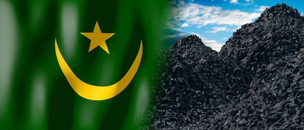 Mauritania Country Flag Pile Coal Illustration — Stockfoto