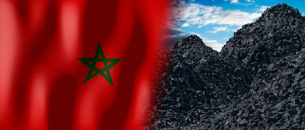 Morocco Country Flag Pile Coal Illustration — Stockfoto