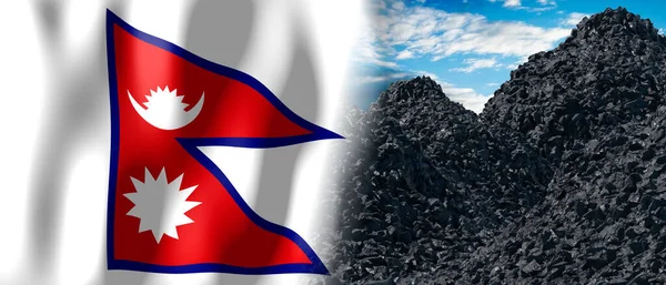 Nepal Country Flag Pile Coal Illustration — стоковое фото