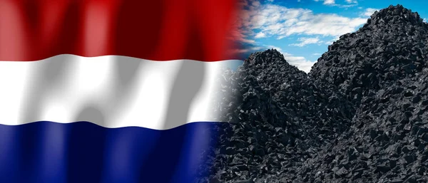 Netherlands Country Flag Pile Coal Illustration — Stock Photo, Image