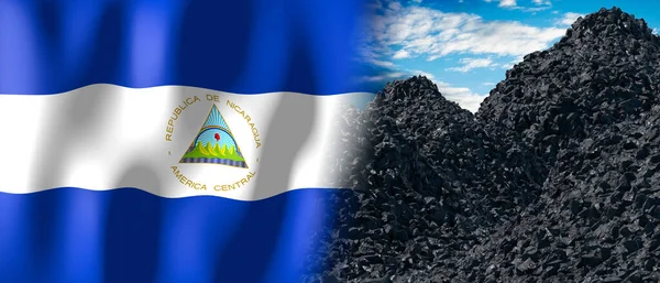 Nicaragua Country Flag Pile Coal Illustration — Foto Stock