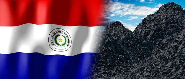 Paraguay Country Flag Pile Coal Illustration — стоковое фото