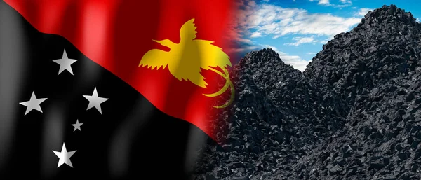 Papua New Guinea Country Flag Pile Coal Illustration — стокове фото