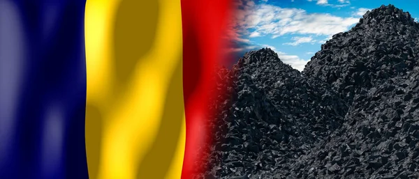 Romania Country Flag Pile Coal Illustration — Fotografia de Stock