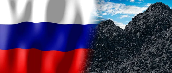 Russia Country Flag Pile Coal Illustration — Foto Stock