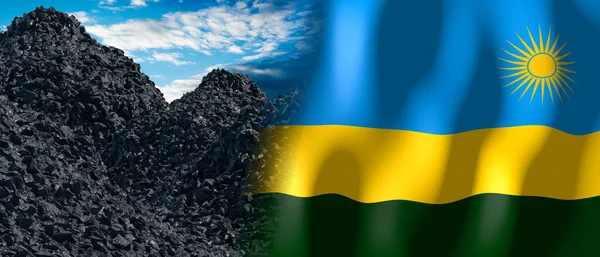 Rwanda Country Flag Pile Coal Illustration — Stockfoto