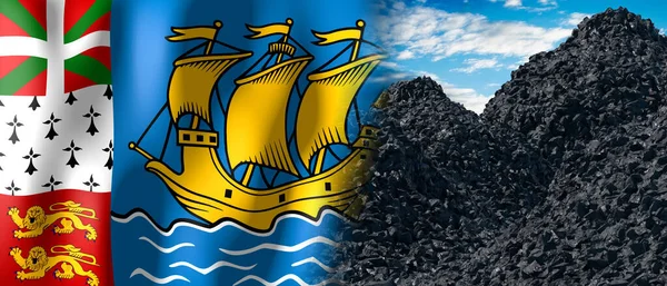 Saint Pierre Miquelon Country Flag Pile Coal Illustration — Fotografia de Stock