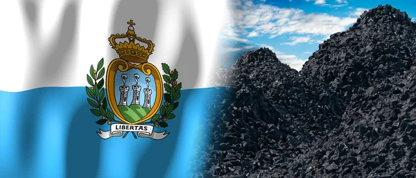 San Marino Country Flag Pile Coal Illustration — Zdjęcie stockowe