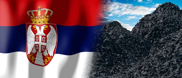 Serbia Country Flag Pile Coal Illustration — 스톡 사진