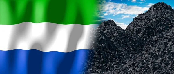 Sierra Leone Country Flag Pile Coal Illustration — Stock Fotó