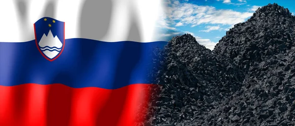 Slovenia Country Flag Pile Coal Illustration — 스톡 사진