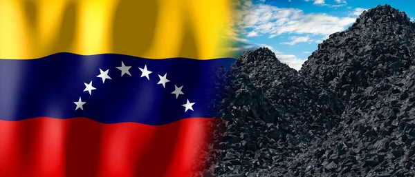 Venezuela Country Flag Pile Coal Illustration — Zdjęcie stockowe