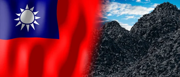 Taiwan Country Flag Pile Coal Illustration — Zdjęcie stockowe
