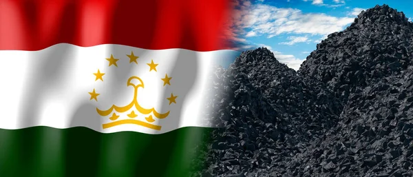 Tajikistan Country Flag Pile Coal Illustration — Stockfoto