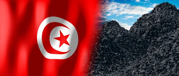 Tunisia Country Flag Pile Coal Illustration — Stockfoto