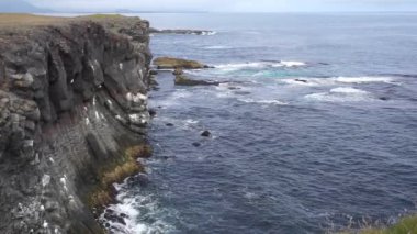 Arnarstapi, İzlanda 'daki okyanus ve kayalık kayalıklar