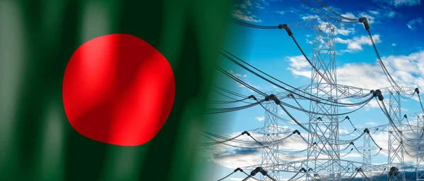 Bangladesz Flaga Kraju Słupy Energii Elektrycznej Ilustracja — Zdjęcie stockowe