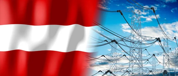Rakousko Stát Vlajky Elektrické Sloupy Ilustrace — Stock fotografie