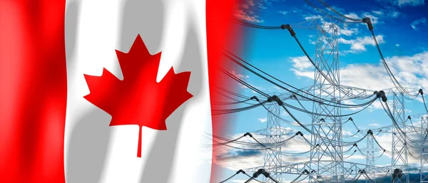 Kanada Landesflagge Und Strommasten Illustration — Stockfoto