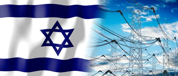Israele Bandiera Nazionale Tralicci Elettrici Illustrazione — Foto Stock