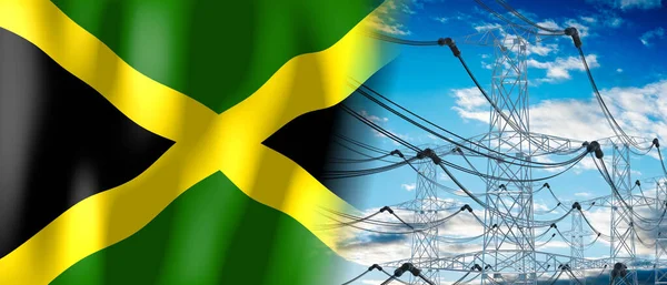 Jamajka Vlajkové Elektrické Stožáry Ilustrace — Stock fotografie