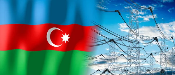 Azerbeidzjan Vlaggen Elektriciteitsmasten Illustratie — Stockfoto