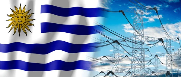 Уругвай Столбы Флага Страны Электричества Иллюстрация — стоковое фото