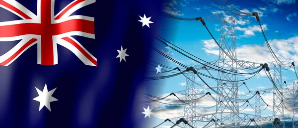 Ausztrália Ország Zászló Villanyoszlopok Illusztráció — Stock Fotó