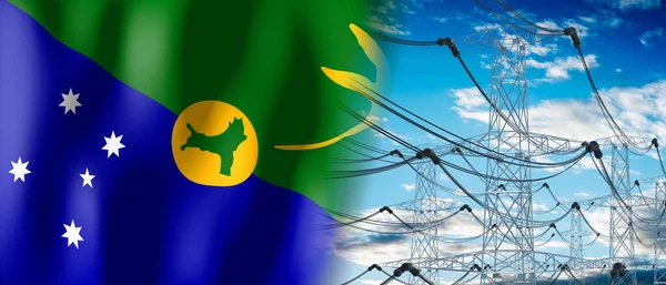 Ilha Christmas Bandeira País Postes Eletricidade Ilustração — Fotografia de Stock