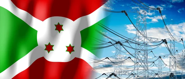 Burundi Vlaggen Elektrische Masten Illustratie — Stockfoto