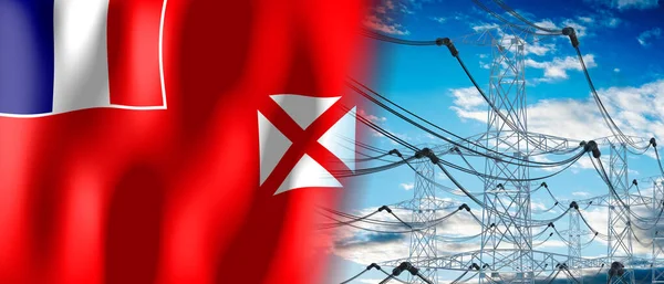 Wallis Futuna Bandera Del País Torres Eléctricas Ilustración — Foto de Stock