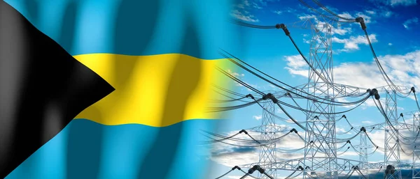 Bahamas Bandeira País Postes Eletricidade Ilustração — Fotografia de Stock