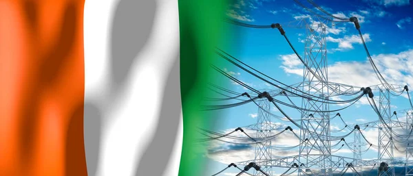 Elfenbeinküste Flagge Und Strommasten Illustration — Stockfoto