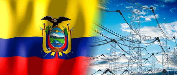 Эквадор Столбы Флага Страны Электричества Иллюстрация — стоковое фото