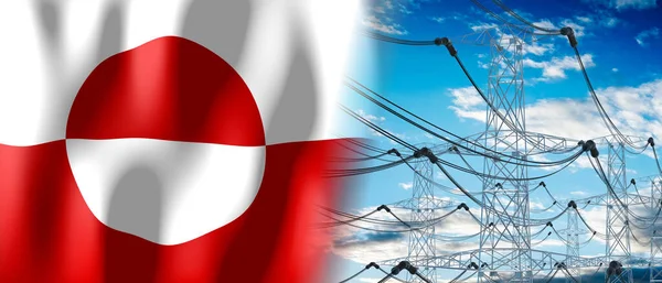 Grönland Landesflagge Und Strommasten Illustration — Stockfoto