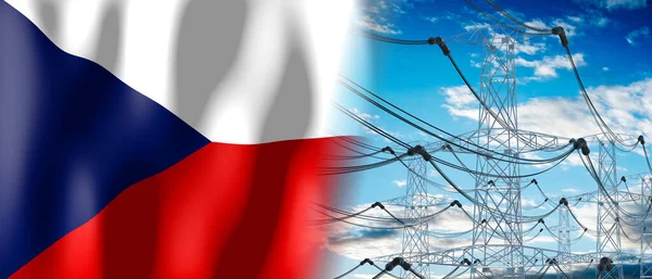 República Checa Bandera Del País Torres Eléctricas Ilustración — Foto de Stock