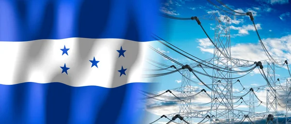 Honduras Bandera Del País Torres Eléctricas Ilustración — Foto de Stock