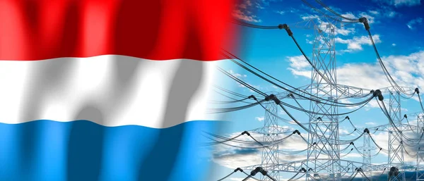 Luxembourg Country Flag Electricity Pylons Illustration — Stock Photo, Image
