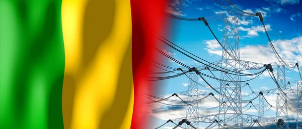 Мали Столбы Флага Страны Электричества Иллюстрация — стоковое фото