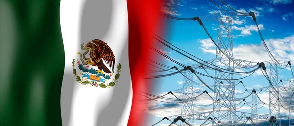 México Bandera Del País Torres Eléctricas Ilustración — Foto de Stock