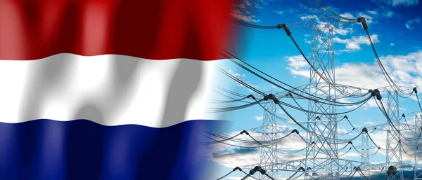 Netherlands Country Flag Electricity Pylons Illustration — Stock Photo, Image
