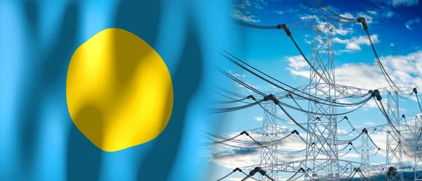 Palau Land Flagga Och Pyloner Illustration — Stockfoto
