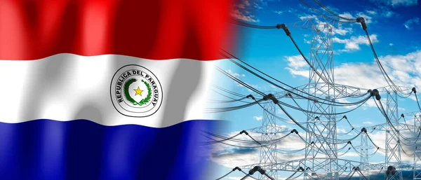 Paraguay Bandera Del País Torres Eléctricas Ilustración —  Fotos de Stock