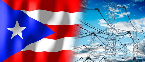 Portoryko Flaga Kraju Słupy Elektryczne Ilustracja — Zdjęcie stockowe