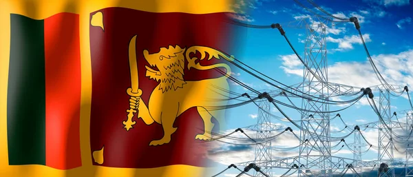 Sri Lanka Flagge Und Strommasten Illustration — Stockfoto